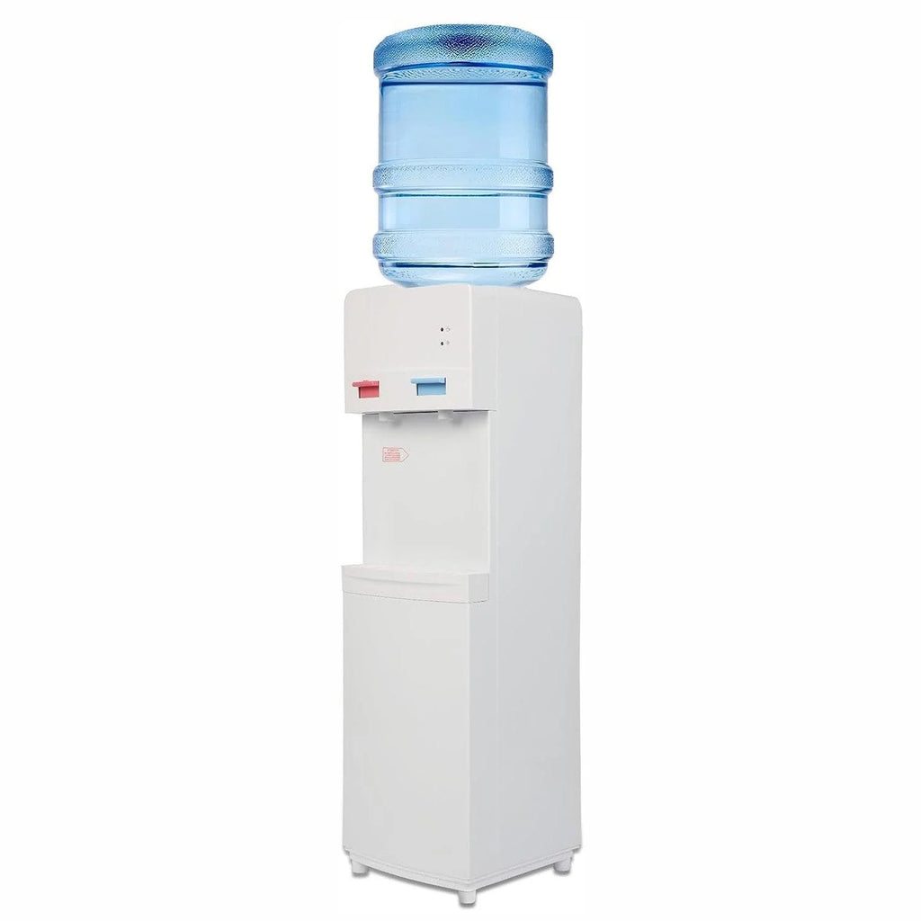2025 Fuente de agua de carga superior para botellas de 3–5 galones – Agua caliente y fría con seguridad infantil – Blanca