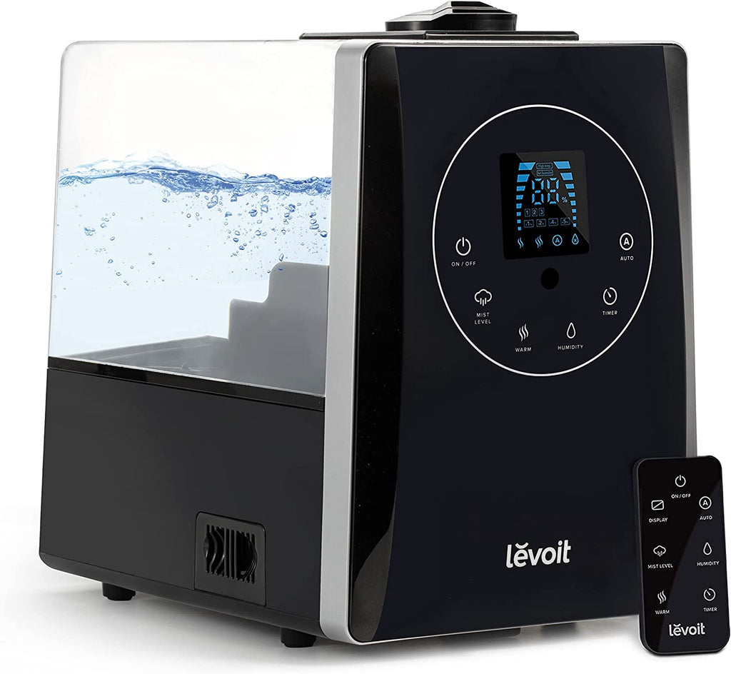 Humidificadores LEVOIT para Dormitorio y Habitaciones Grandes, 6L de Niebla Cálida y Fría para Familias y Plantas, con Sensor de Humedad Integrado