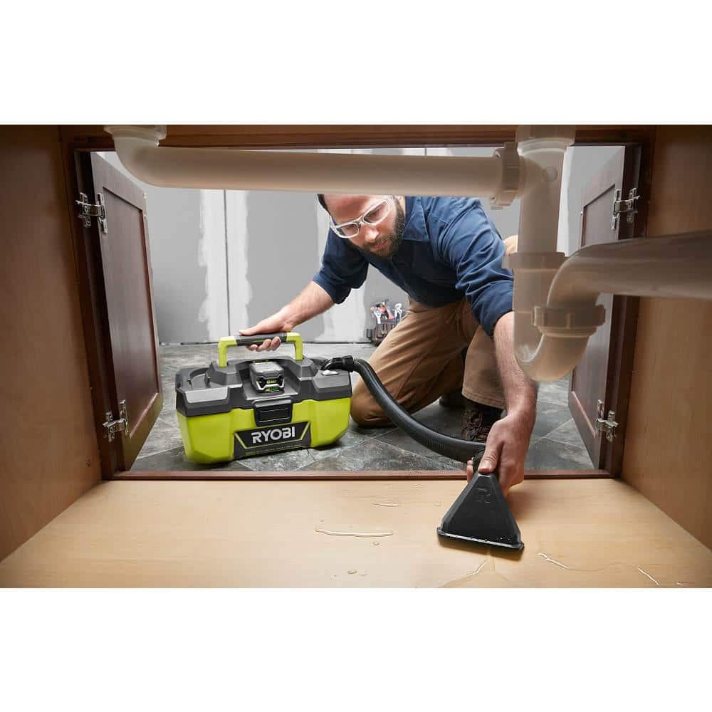 2025 Aspiradora Húmeda/Seca Cordless de Litio-Ion ONE+ 18V de 3 Galones con Almacenamiento de Accesorios, Batería de 4.0 Ah y Cargador P3240KN