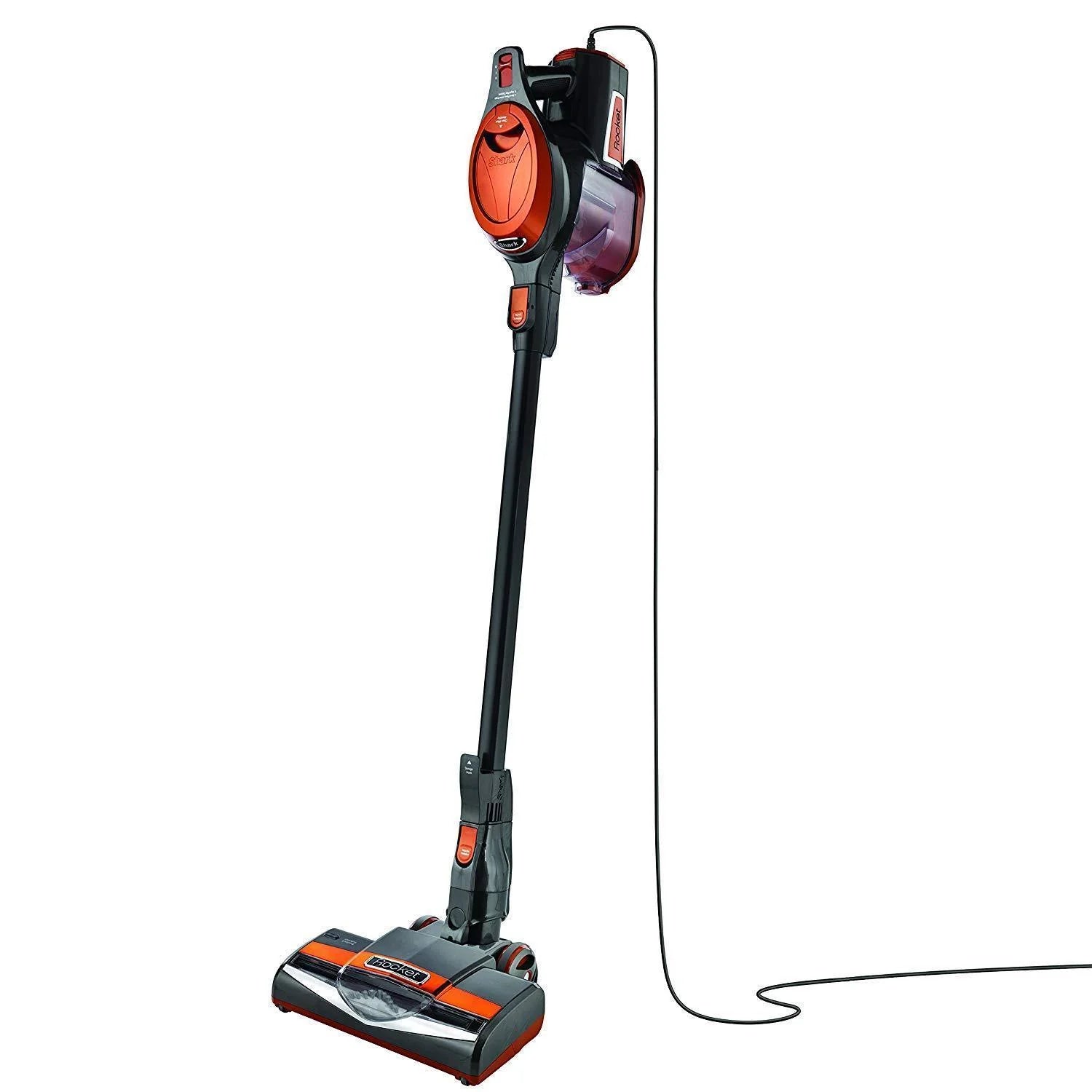2025 Shark Rocket Aspiradora Ultra Ligera con Cable, Sin Bolsa – Para Alfombras y Pisos Duros con Dirección Giratoria (Modelo HV301), Gris/Naranja