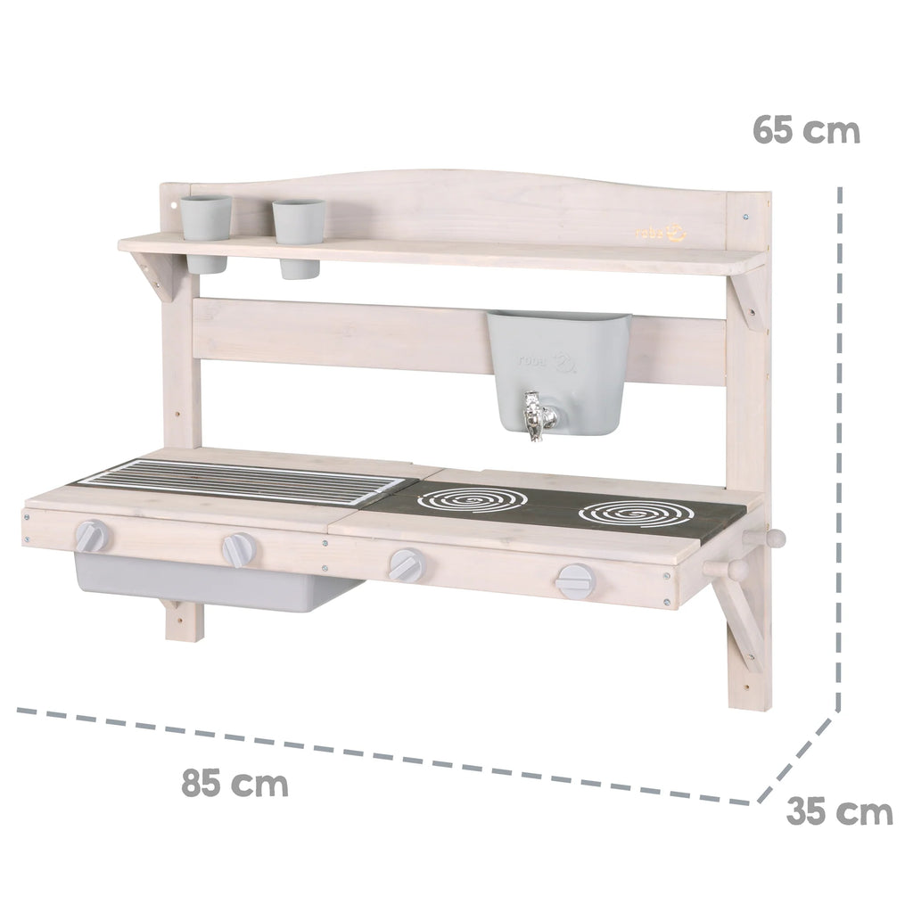 Cocina de juego y barro colgante – Madera certificada FSC – Acabado en gris grabado