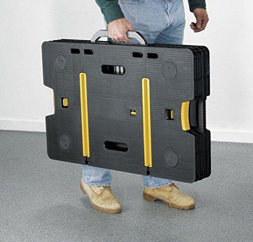 Keter – Banco de Trabajo Plegable Modelo 197283 para Sierra Ingleteadora, Herramientas y Accesorios de Carpintería con Abrazaderas de Madera de 12 Pulgadas Incluidas – Fácil Almacenamiento en Garage, Color Negro/Amarillo