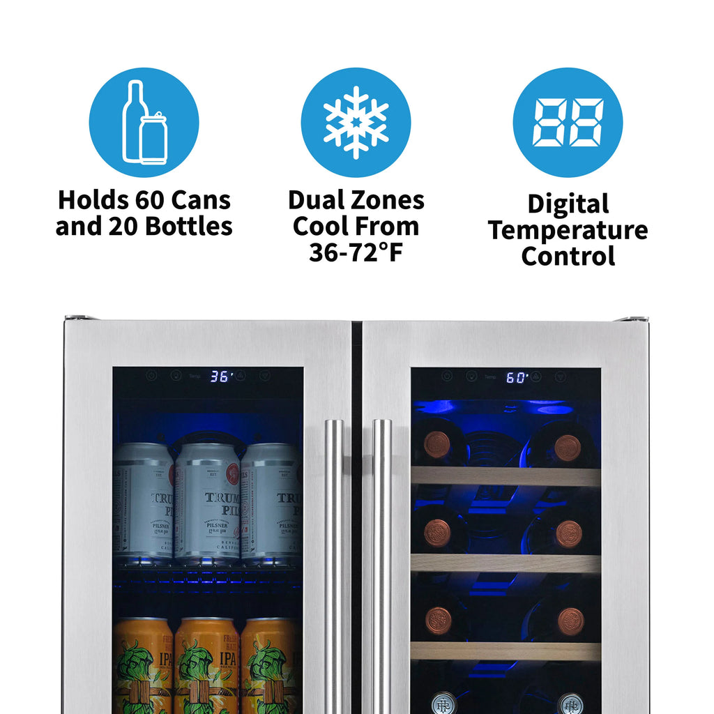 2025 Newair® Refrigerador Premium para Bebidas Empotrable de Doble Zona – 58 Latas y 18 Botellas – 24"