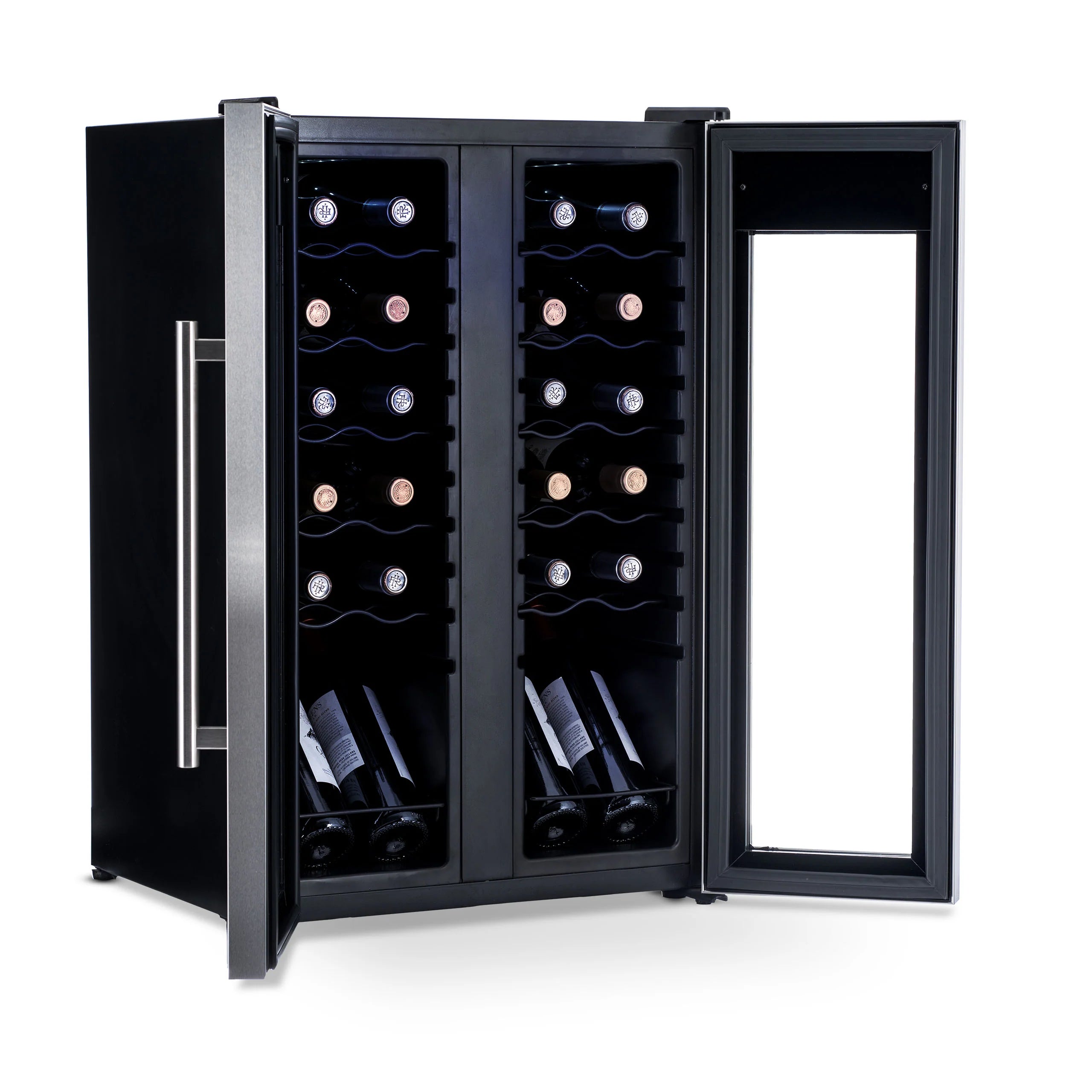 2025 Refrigerador de Vinos Independiente Newair® de Acero Inoxidable – 24 Botellas – 20" con Doble Zona