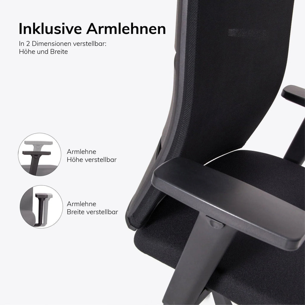 2025 Silla de Oficina Ergonómica lento Agilis MT12 con Base de Patas en Cruz Negra – Garantía de 30 Años – Fabricada en Alemania