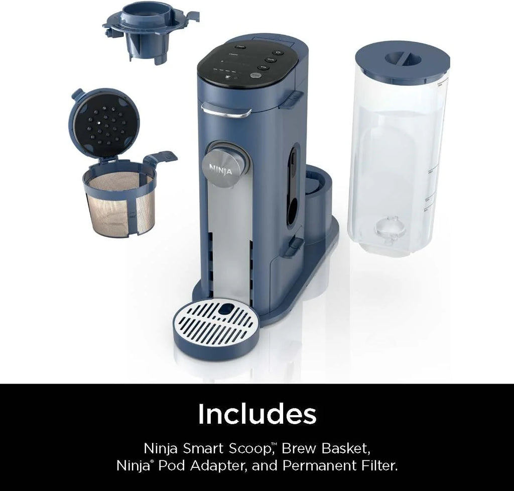 2025 Cafetera de porción individual Ninja Pods & Grounds, compatible con K-Cup, prepara café molido o cápsulas, diseño compacto, depósito de 56 oz, tamaños de taza de 6 oz a 24 oz para viaje, café frío, color piedra, modelo PB041ST