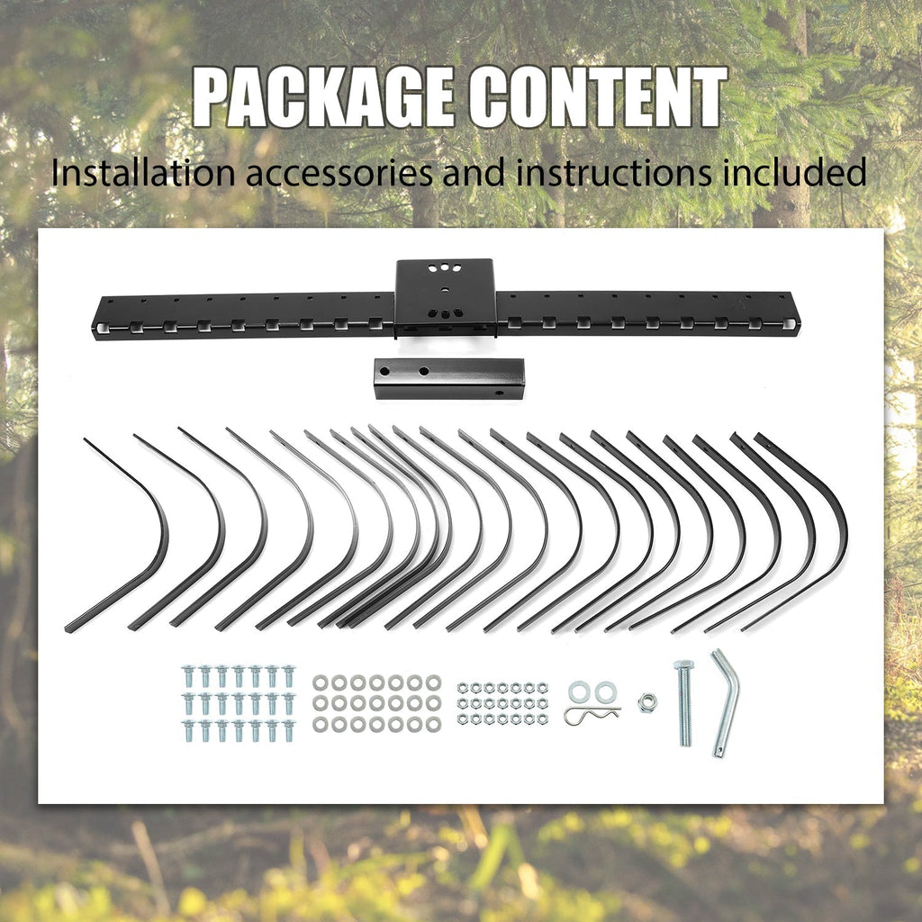 Rastrillo Paisajístico Kojem de 60 Pulgadas para ATV, UTV, SxS, Limpieza de Jardín, Patio y Playa con Barra de Herramienta de 48" o 60" y Sistema de Enganche de 3 Puntos