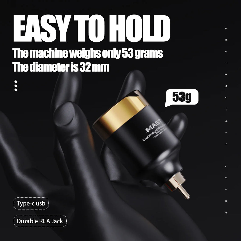 Dragonhawk T1 Fuente de Alimentación Inalámbrica para Tatuajes (Negro y Dorado)