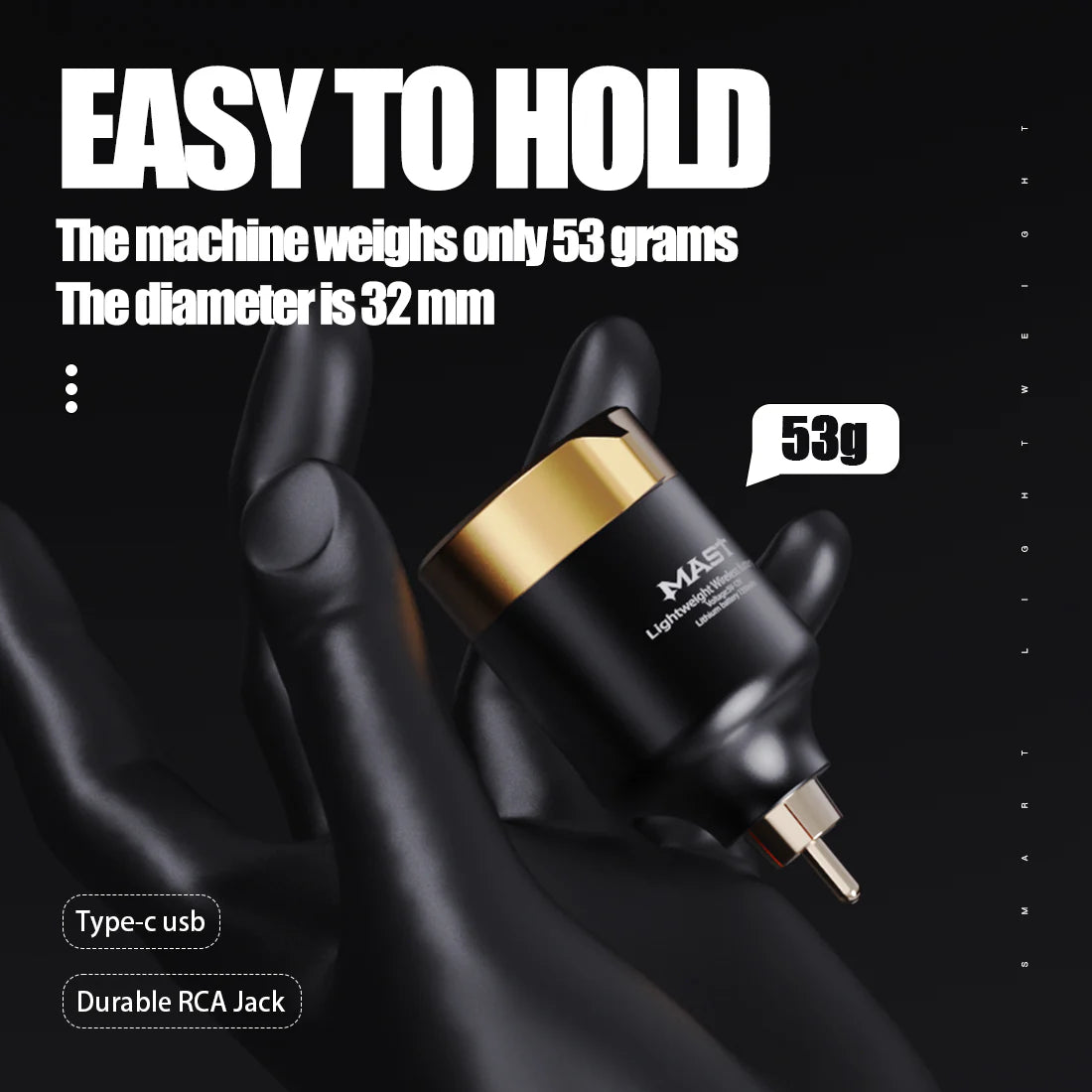 Dragonhawk T1 Fuente de Alimentación Inalámbrica para Tatuajes (Negro y Dorado)