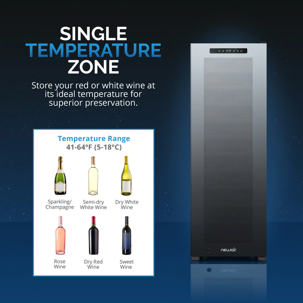 2025 Newair® Refrigerador de Vinos Independiente Negro – 62 Botellas – 16,9"