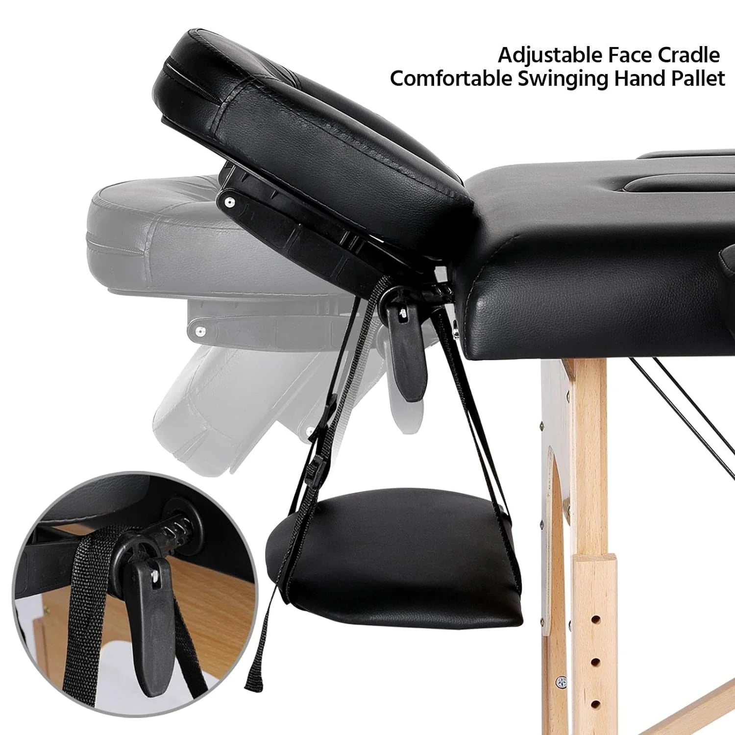 Mesa de Masajes Yaheetech – Mesa Plegable Portátil para Tratamientos, Pestañas, Spa – Mesa de Masaje Ajustable en 2 Secciones con Bolsa No Tejida, 24 pulgadas, Negra