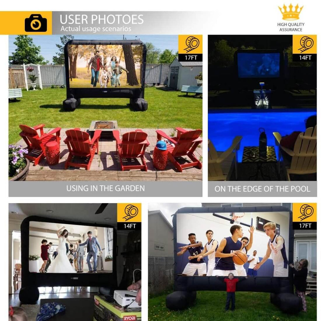 2025 Pantalla Inflable de Cine Gigante de 14-17 Pies para Proyección Frontal y Trasera – Ideal para Exteriores