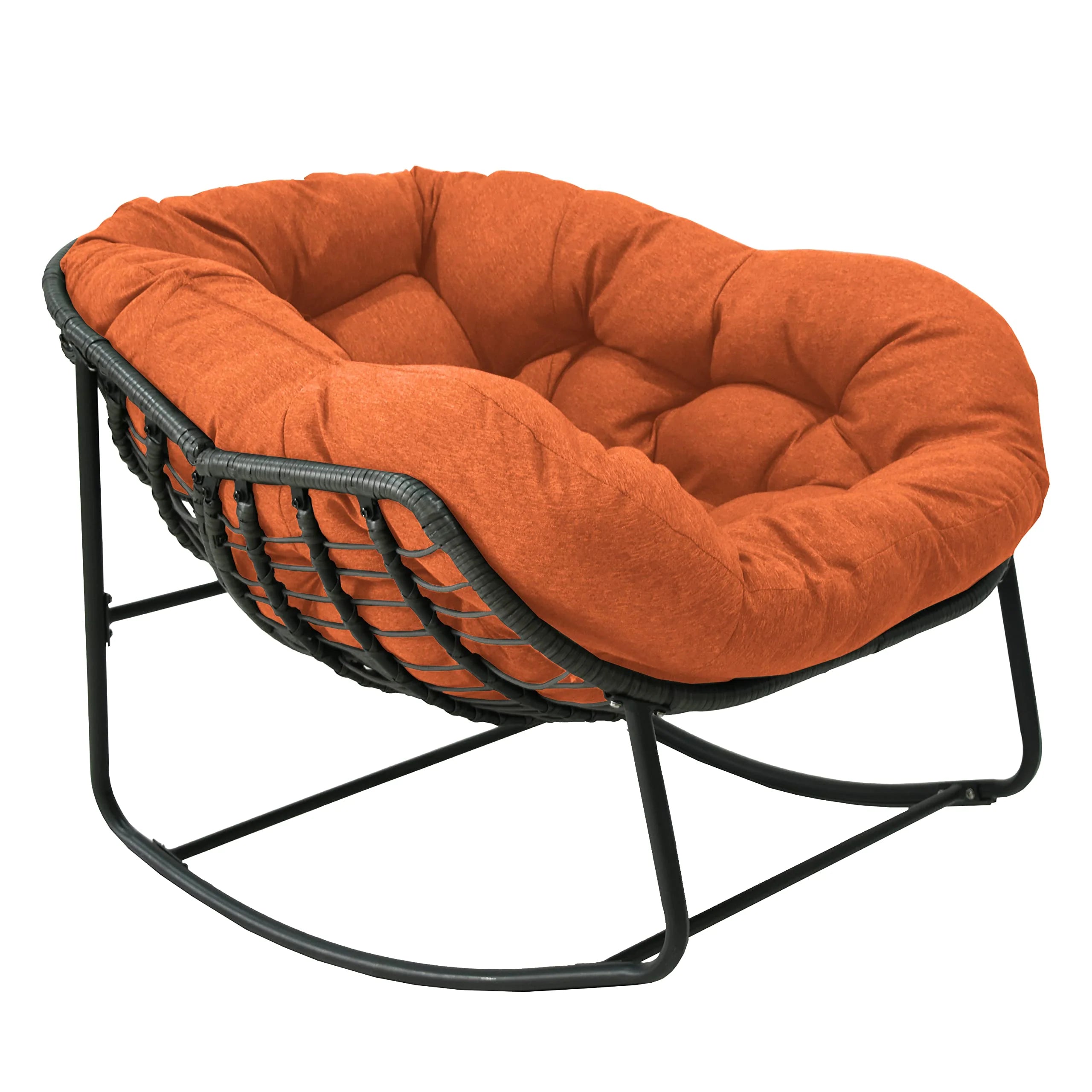 Silla Mecedora de Exterior con Cojín Acolchado – Silla Reclinable para Porche, Sala, Patio o Jardín