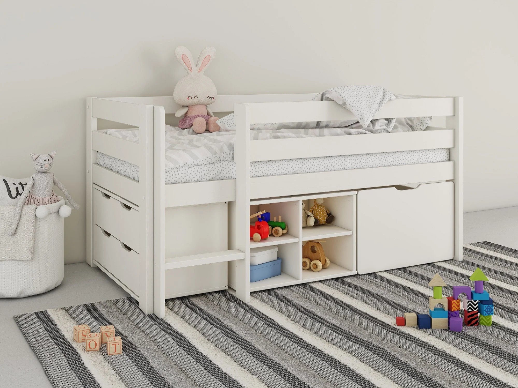 Cajón para cama Tide de madera maciza de pino 59,5/72/41 cm
