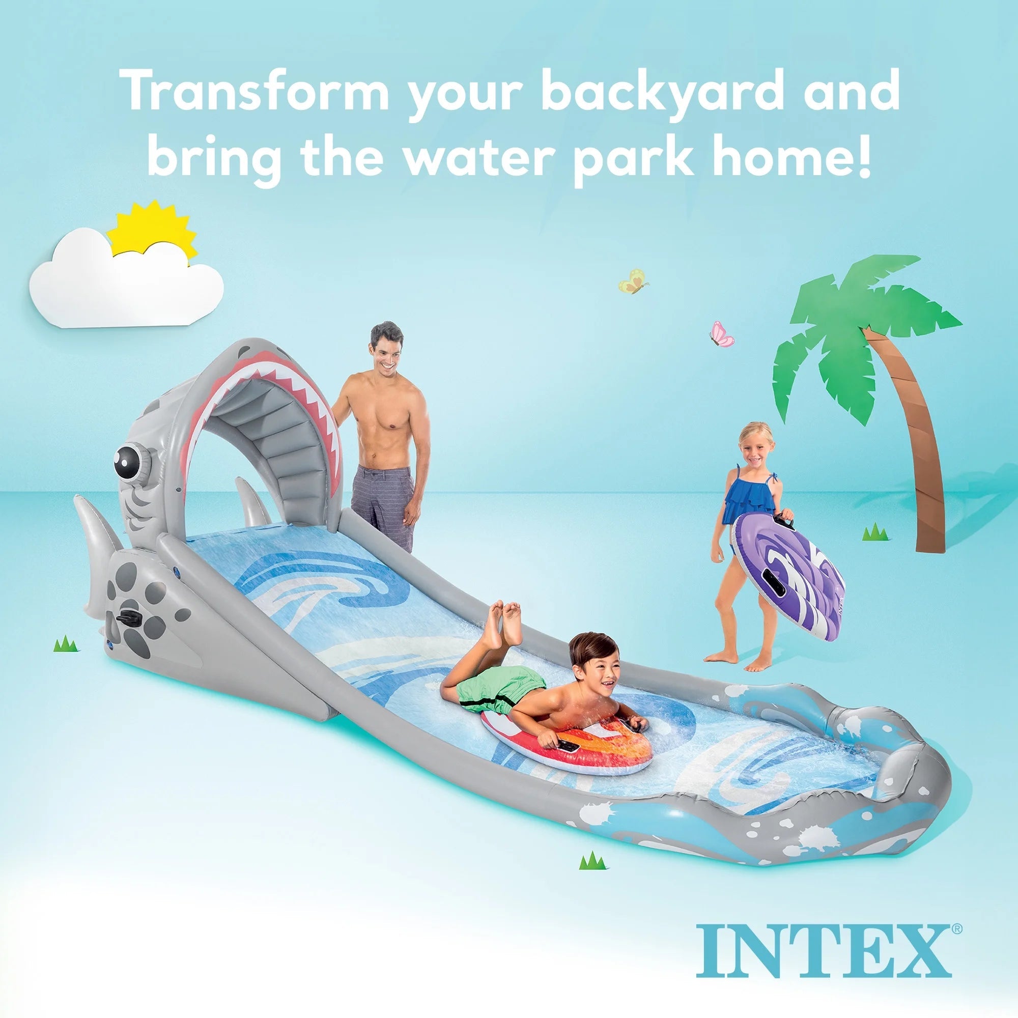 Tobogán Inflable de Agua Intex Surf ‘N Slide y Kit de Reparación de 6 Parches Wet Set