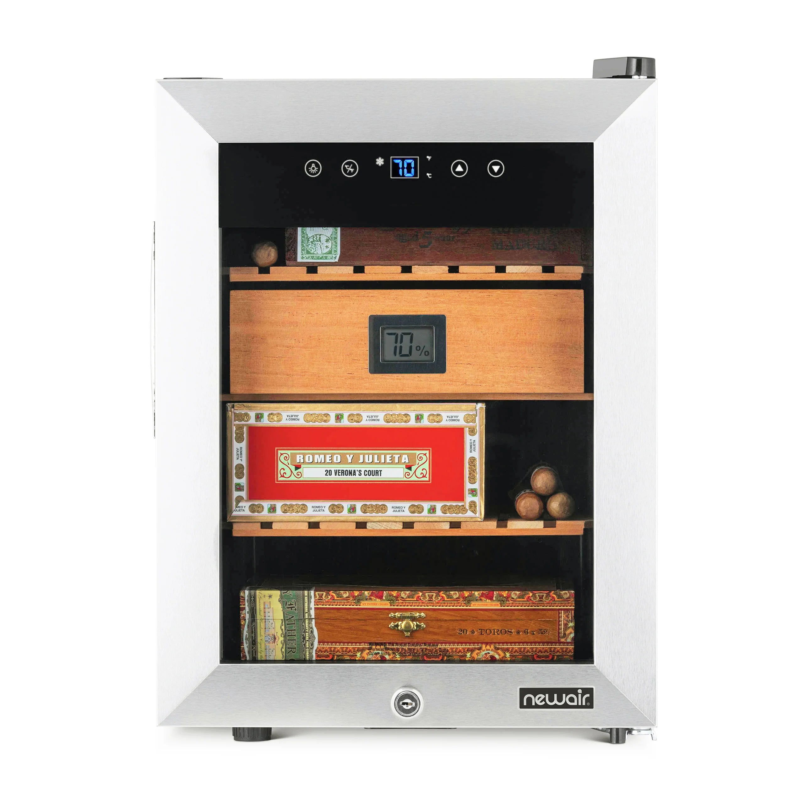2025 Humidor eléctrico para puros Newair® con Opti-Temp™, capacidad para 250 puros