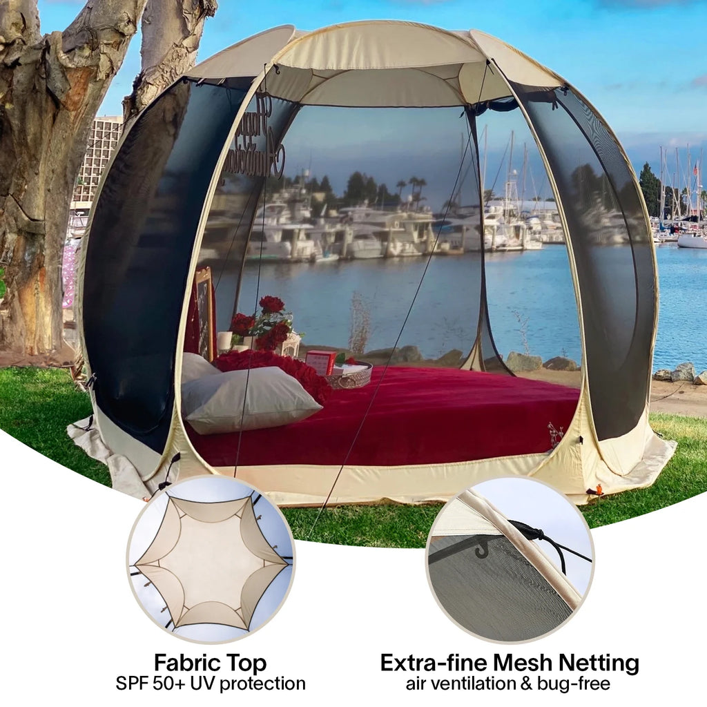 Mosquitera de 10 x 10 para tienda de campaña familiar al aire libre - Gazebo extensible con toldo para jardín o restaurante