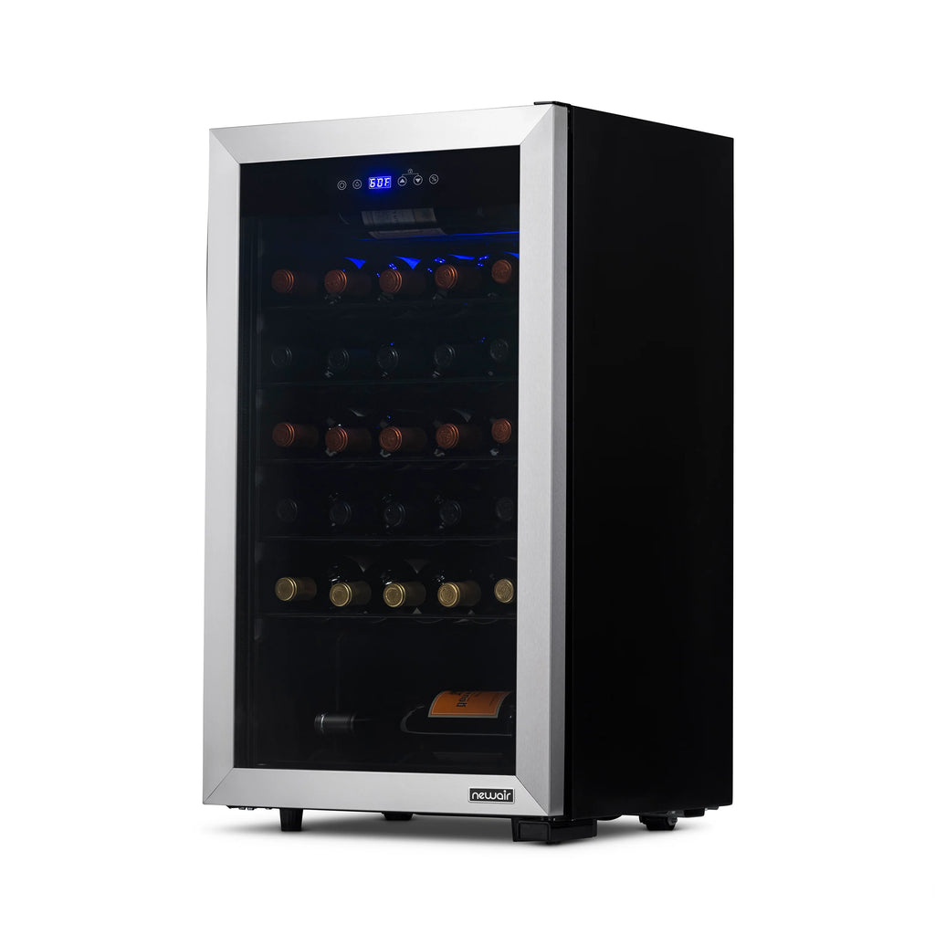 2025 Refrigerador de Vinos Independiente Newair® de Acero Inoxidable – 33 Botellas – 18,9"