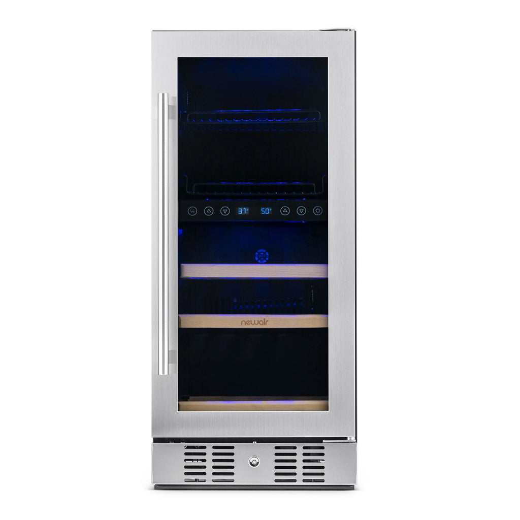 2025 Newair® Refrigerador Empotrable de Doble Zona para Bebidas – 48 Latas y 9 Botellas – 15 Pulgadas