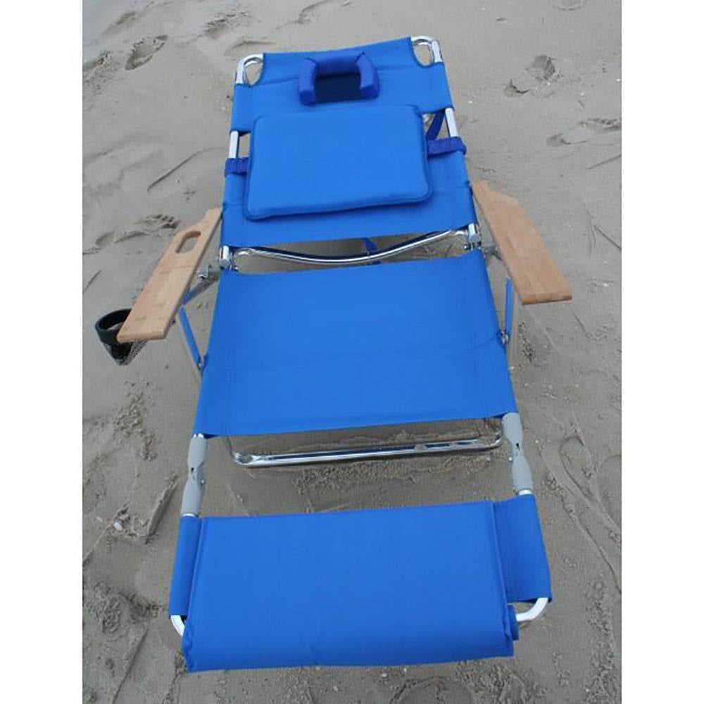 2025 Silla de Playa Ostrich Deluxe Padded 3-N-1 Reclining Lounge, Azul (Paquete de 4)
