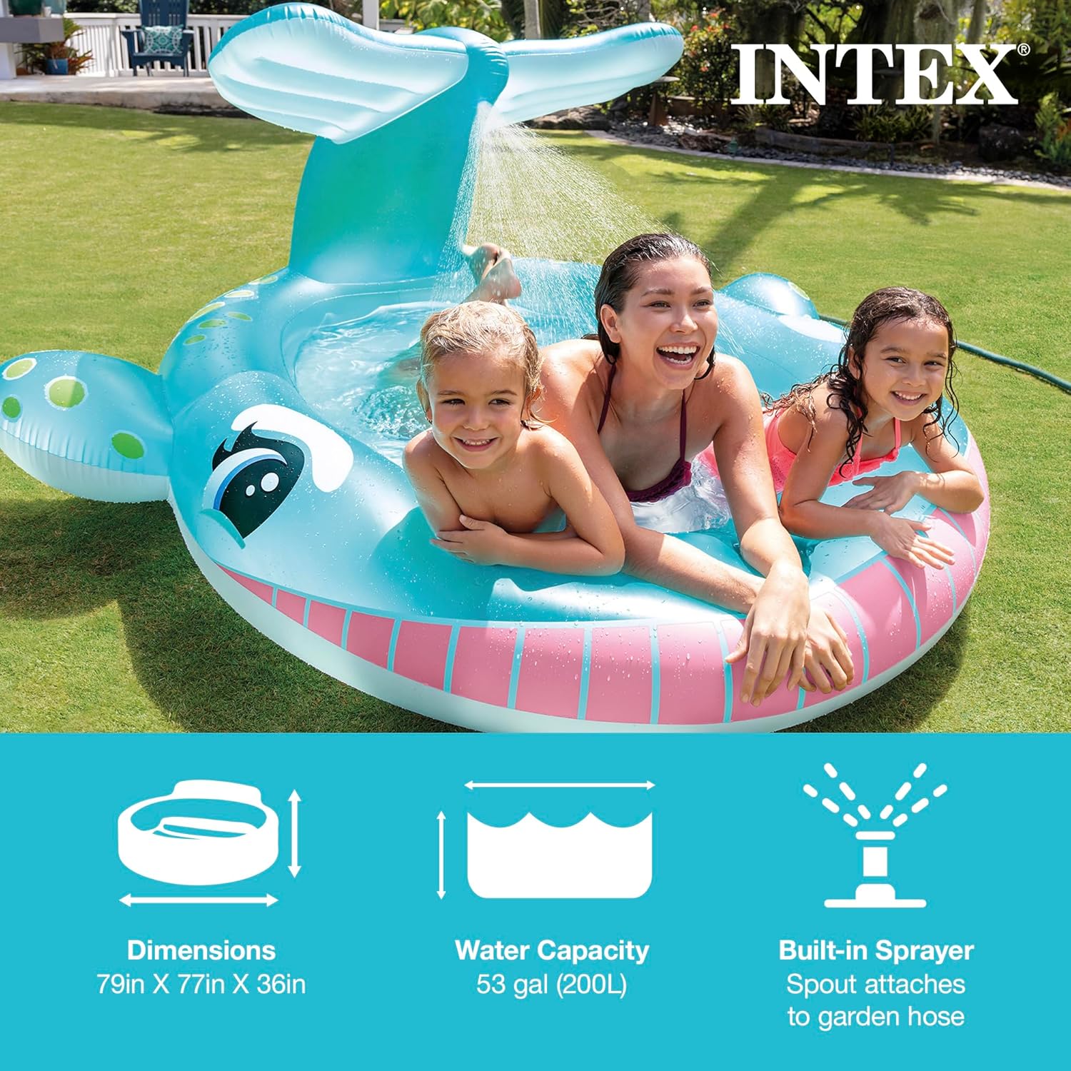 Intex Área de Juego Inflable Jungle Adventure – Piscina con Tobogán y Juegos de Agua para Niños