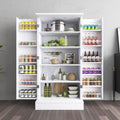 Jehiatek Alacena de Cocina de 47 pulgadas, Gabinete Blanco Independiente tipo Aparador con Puertas y Estantes Ajustables, Mueble de Almacenamiento para Cocina, Sala de Estar y Comedor
