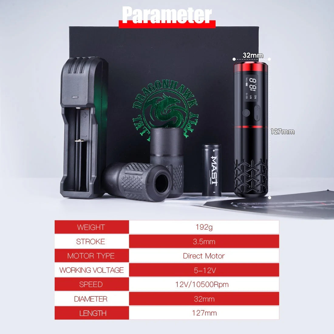 Máquina de Tatuaje Pen Inalámbrica Dragonhawk Armor Pro