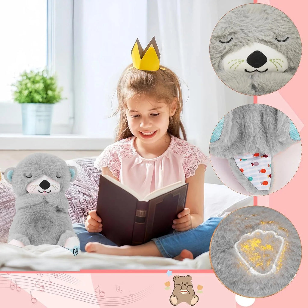 Máquina de Sonidos para Bebés Soothe Snuggle Otter, Juguete Musical Sensorial con Luces y Movimiento Rítmico de Respiración, Peluche para Recién Nacidos (Baterías No Incluidas)