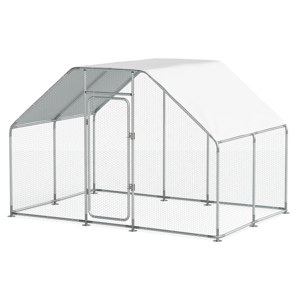 Gran Gallinero de Metal para 16 Pollos, Jaula para Aves con Forma de Espira, Cubierta Impermeable y Anti-Ultravioleta para Uso Exterior en el Patio o Granja