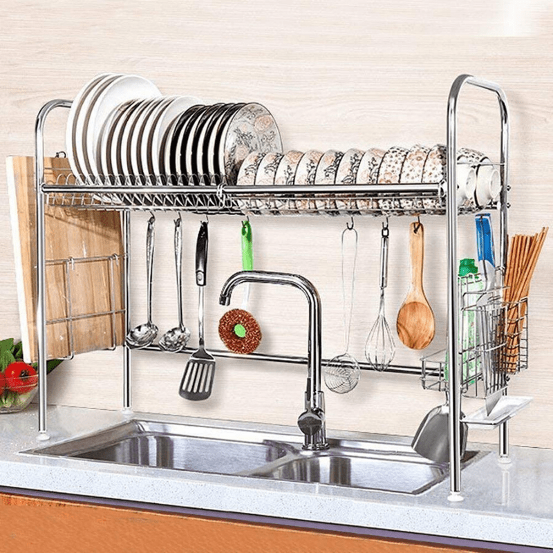 Escurridor de Platos Premium de Acero Inoxidable para Colocar Sobre el Fregadero