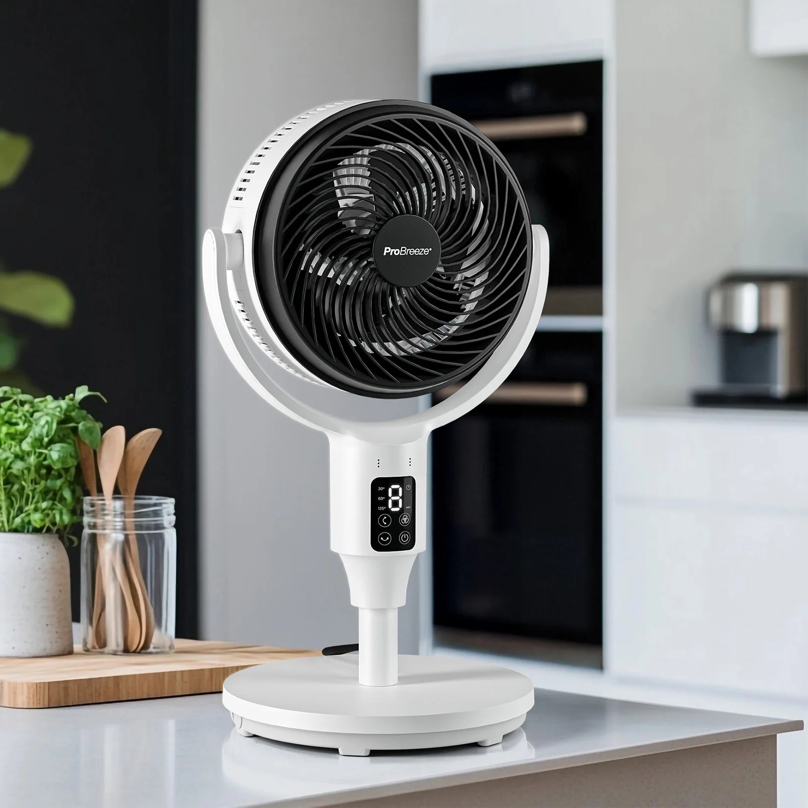 Ventilador de pie híbrido AirFlo™ 43" – Circulador de aire ultrasilencioso – Blanco
