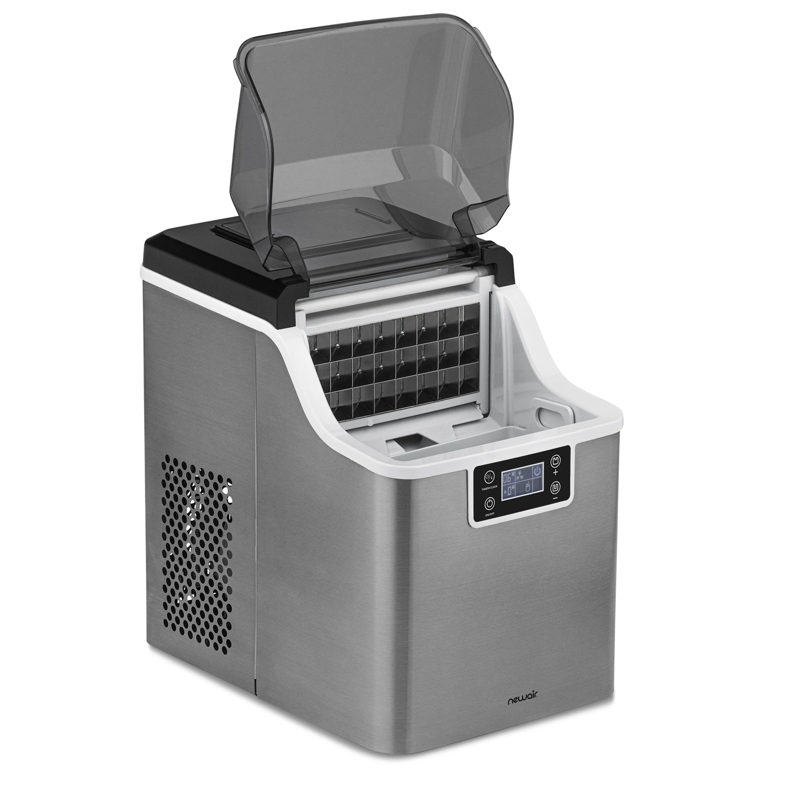 2025 Máquina de hielo de mostrador Newair® – Hielo transparente, 20 kg/día – Acero inoxidable