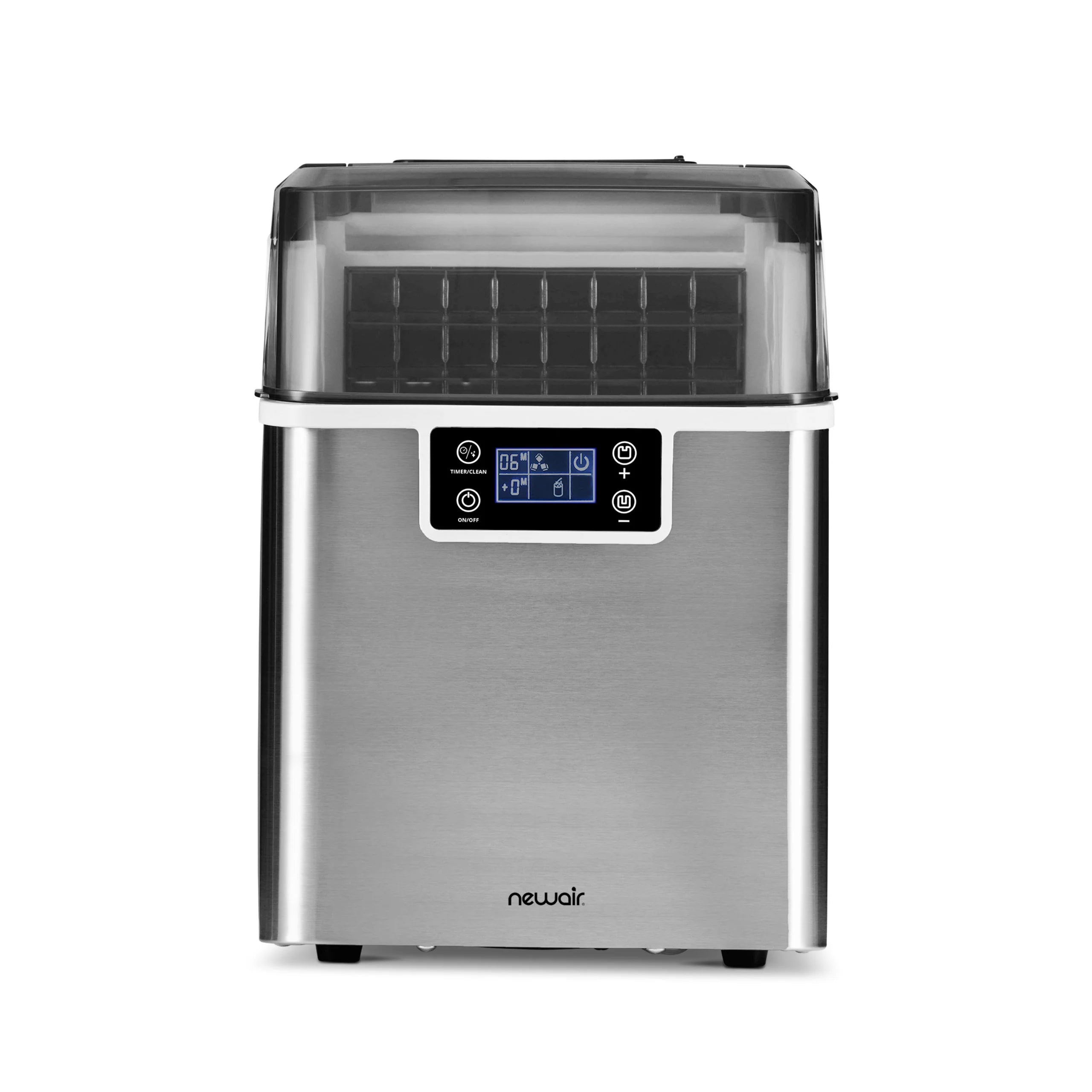 2025 Máquina de hielo de mostrador Newair® – Hielo transparente, 20 kg/día – Acero inoxidable