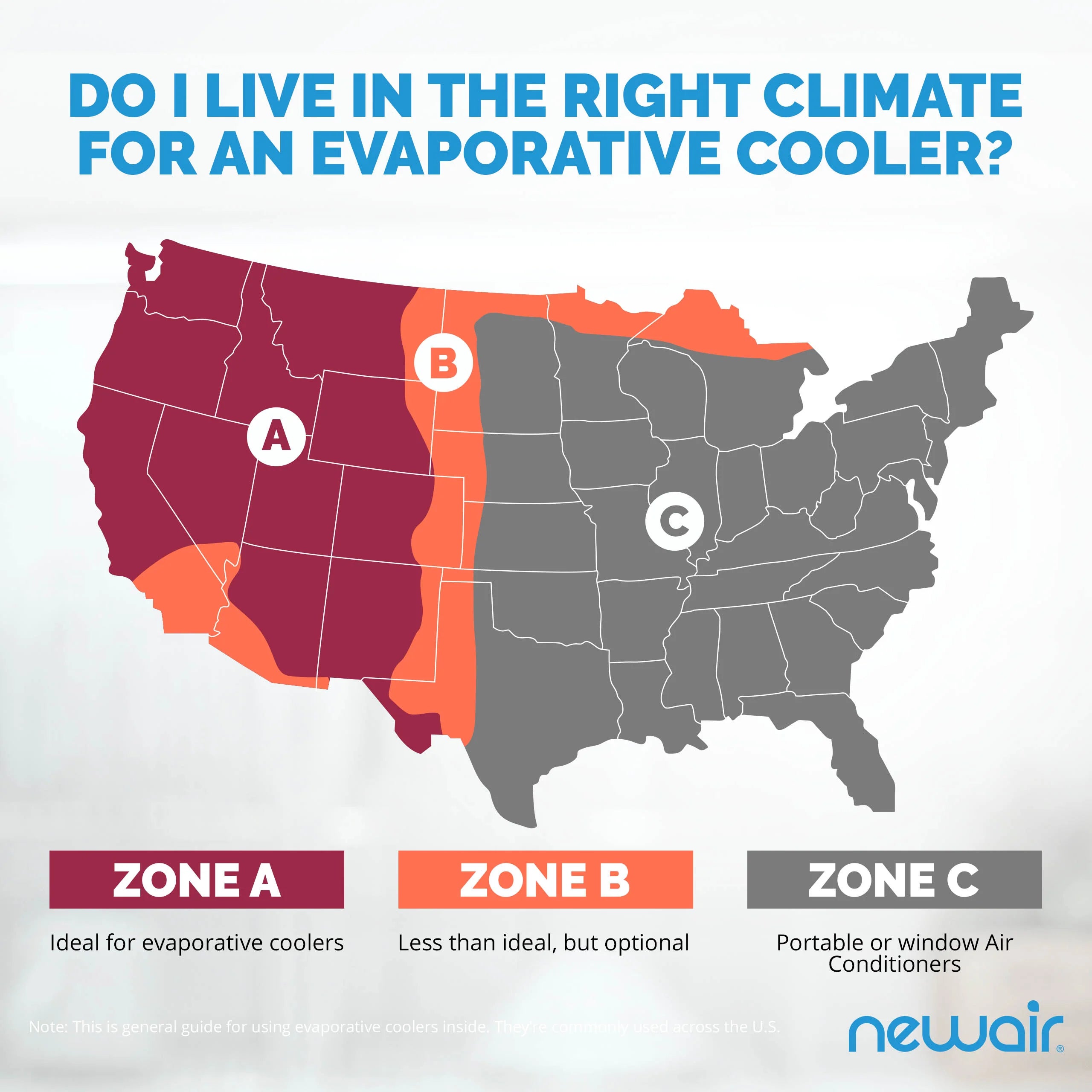 2025 Newair® Enfriador de Aire Evaporativo y Ventilador Portátil 470 CFM – Plateado
