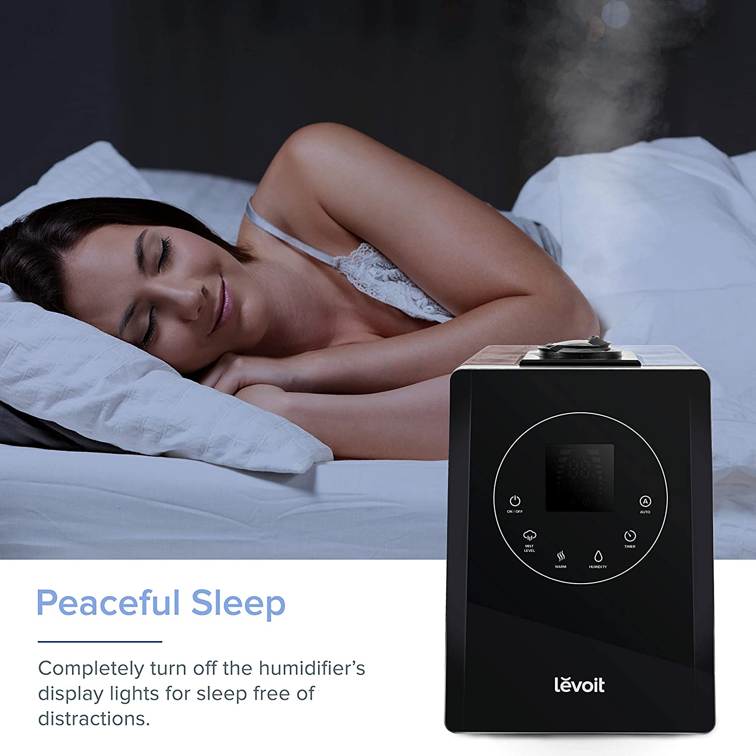 Humidificadores LEVOIT para Dormitorio y Habitaciones Grandes, 6L de Niebla Cálida y Fría para Familias y Plantas, con Sensor de Humedad Integrado