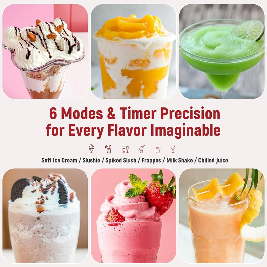 2025 Máquina para granizados UJR – Slushy Maker todo en uno sin hielo, con pantalla de temperatura en tiempo real, autolimpieza y 6 modos preestablecidos | Margaritas, cócteles, frappés, helados, smoothies, batidos