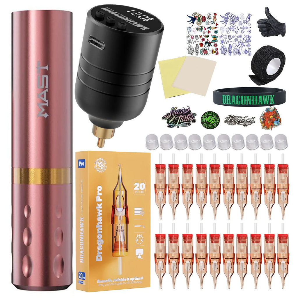 Dragonhawk S6 Pro Pluma de Tatuaje con Kit de Baterías Inalámbricas