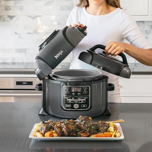 2025 Ninja Foodi Olla Multifunción, 6 L, olla multifunción 7 en 1, olla a presión rápida, freidora de aire caliente, cocción lenta, parrilla y más, acero cepillado y negro, OP300EU
