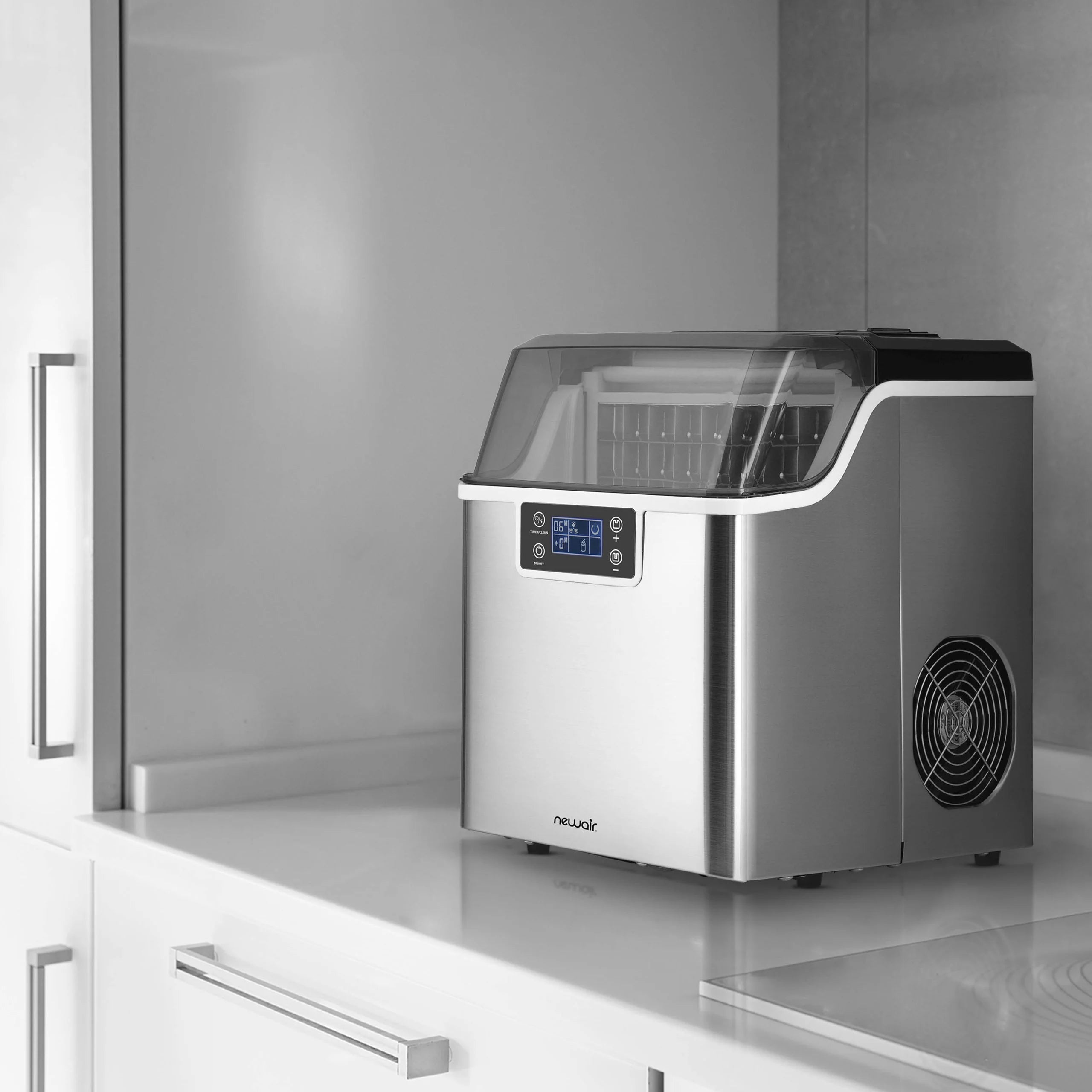 2025 Máquina de hielo de mostrador Newair® – Hielo transparente, 20 kg/día – Acero inoxidable