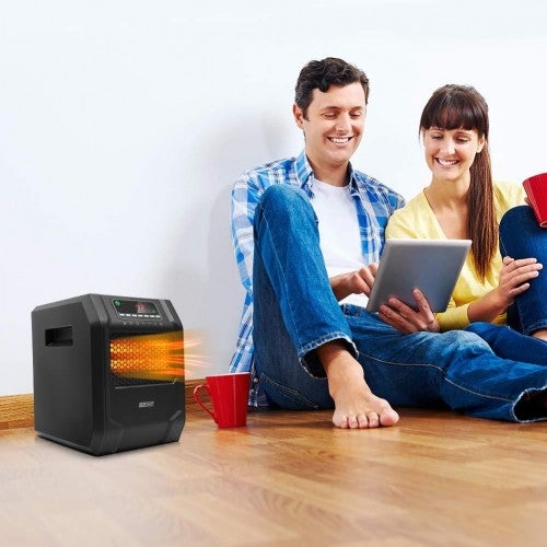 Calefactor de Espacio Infrarrojo LIFE SMART con 6 Elementos de Cuarzo, Pantalla Digital LED, Calentamiento Rápido con Control Remoto y Temporizador, Sistema de Termostato con Protección contra Vuelcos y Sobrecalentamiento para el Hogar