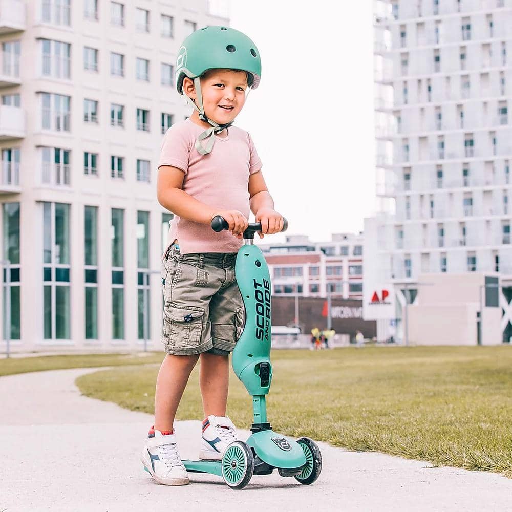 2025 Scoot and Ride Bicicleta sin pedales y Patinete 2 en 1 – Highwaykick 1 – Forest