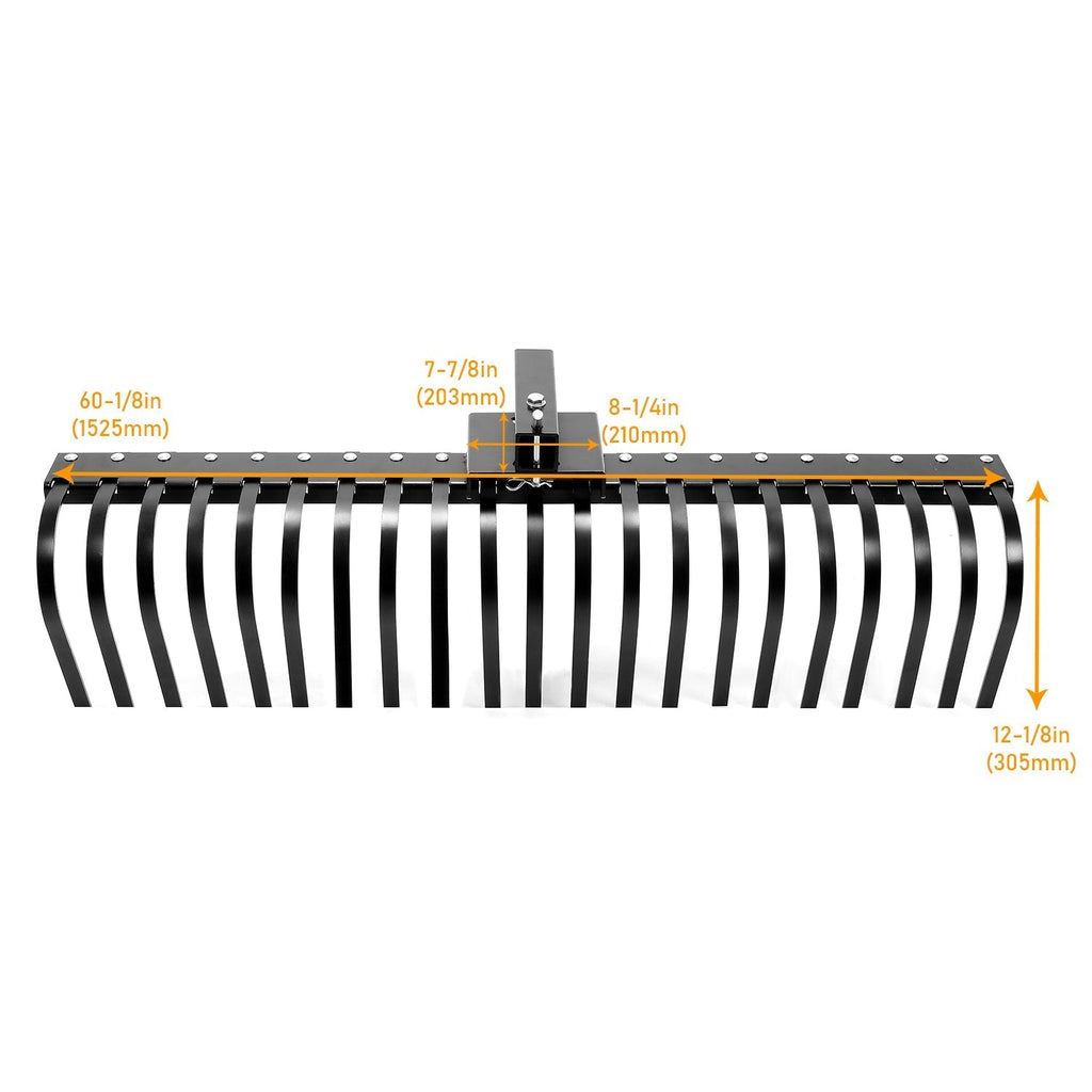 Rastrillo Paisajístico Kojem de 60 Pulgadas para ATV, UTV, SxS, Limpieza de Jardín, Patio y Playa con Barra de Herramienta de 48" o 60" y Sistema de Enganche de 3 Puntos
