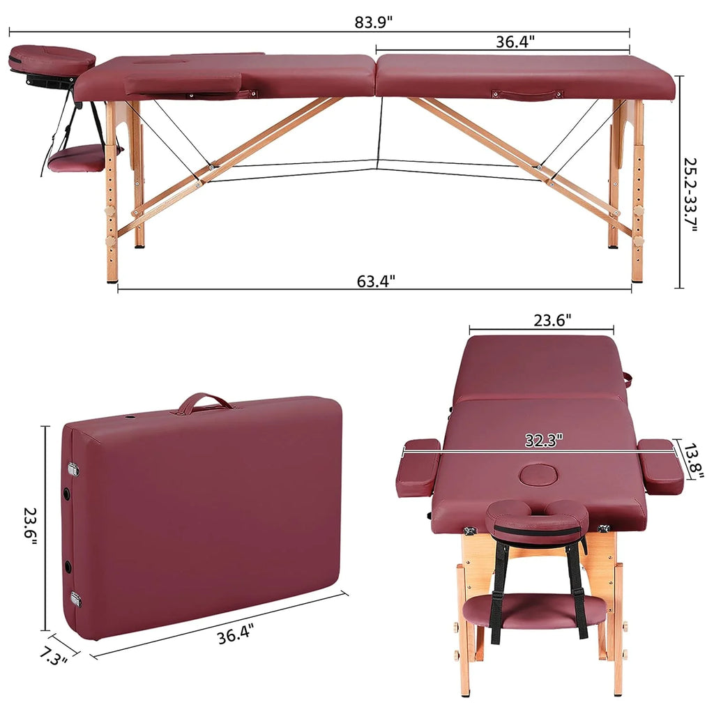 Mesa de Masajes Yaheetech – Mesa Plegable Portátil para Tratamientos, Pestañas, Spa – Mesa de Masaje Ajustable en 2 Secciones con Bolsa No Tejida, 24 pulgadas, Negra