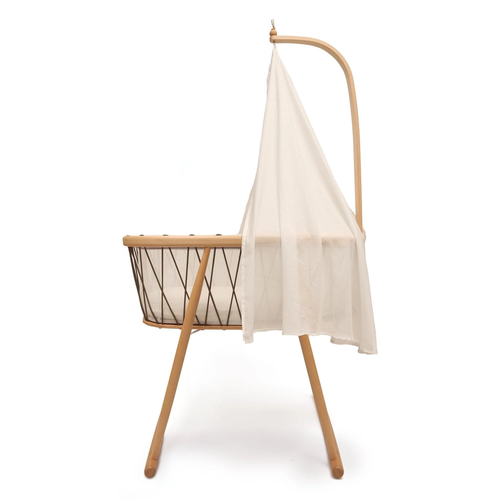 2025 Cuna KUMI de Charlie Crane – Capullo transparente con suave balanceo lateral | Dimensiones 81x56x72 cm | Colchón de espuma incluido | Cordones personalizables | Diseño moderno y minimalista