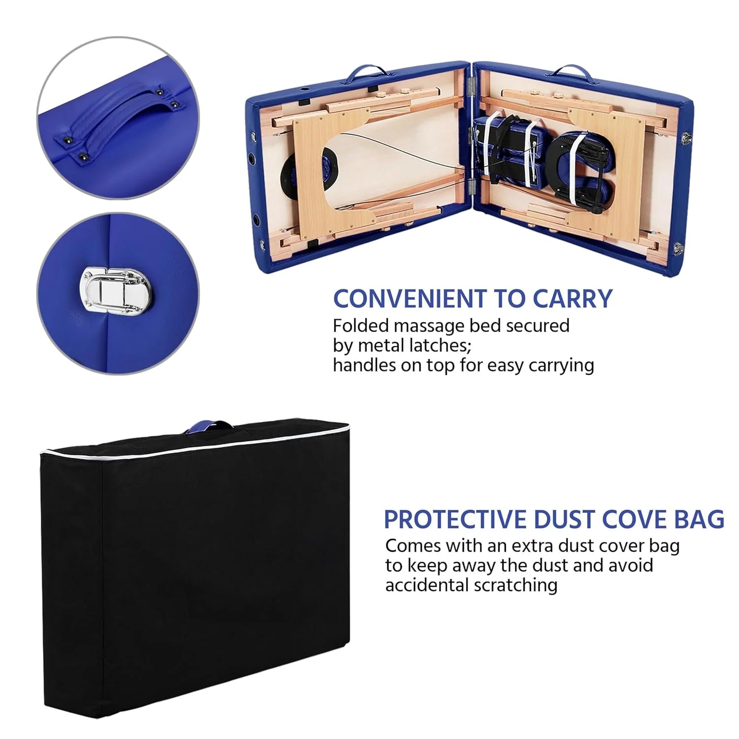 Mesa de Masajes Yaheetech – Mesa Plegable Portátil para Tratamientos, Pestañas, Spa – Mesa de Masaje Ajustable en 2 Secciones con Bolsa No Tejida, 24 pulgadas, Negra