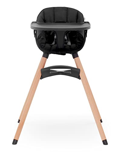2025 Lalo The Chair Convertible 3-en-1 – Silla Alta de Madera para Bebés y Niños, con Bandeja Apta para Lavavajillas y Reposapiés Ajustable – Color Licorice