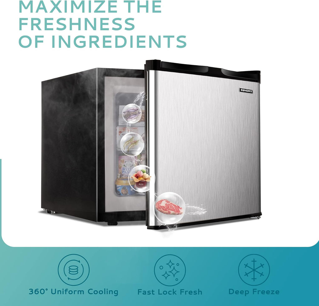 2025 Congelador vertical de 3.0 pies cúbicos, puerta única reversible de acero inoxidable, congelador compacto para casa, residencias universitarias, apartamentos y oficinas (plata)