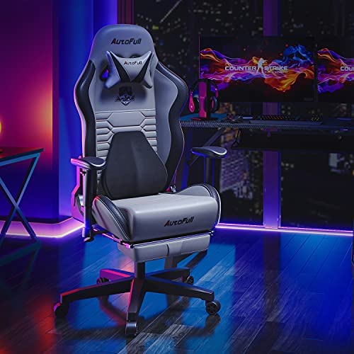 Silla de Oficina Gaming AutoFull con Soporte Lumbar Ergonómico, Estilo Racing, Cuero PU, Alta Respalda, Silla Giratoria Ajustable para PC