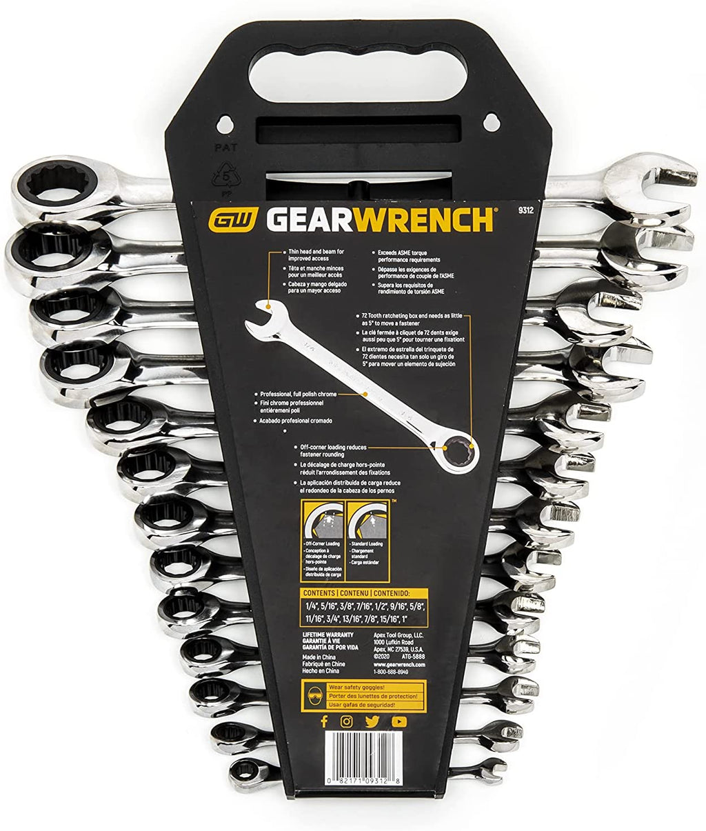 2025 Juego de Llaves Combinadas de 12 Puntos GEARWRENCH con Carraca