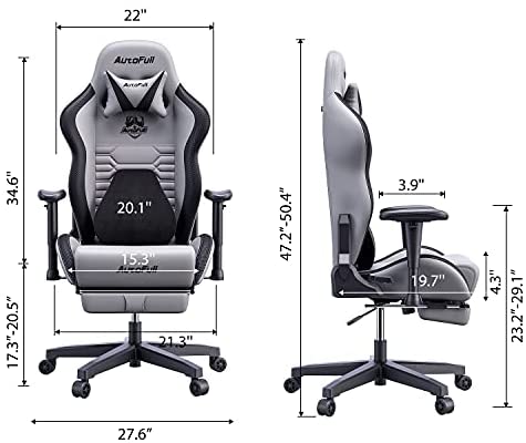 AutoFull Escritorio de Juego y Silla de Oficina con Soporte Lumbar Ergonómico, Estilo Racing, Cuero PU, Silla de Tarea Giratoria Ajustable de Espalda Alta para PC